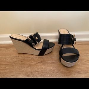 NEW Nine West Black Wedge Sandal sz 9.5